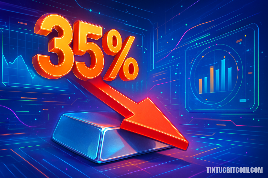 Giá bạc giao ngay lao dốc 35% trong một ngày