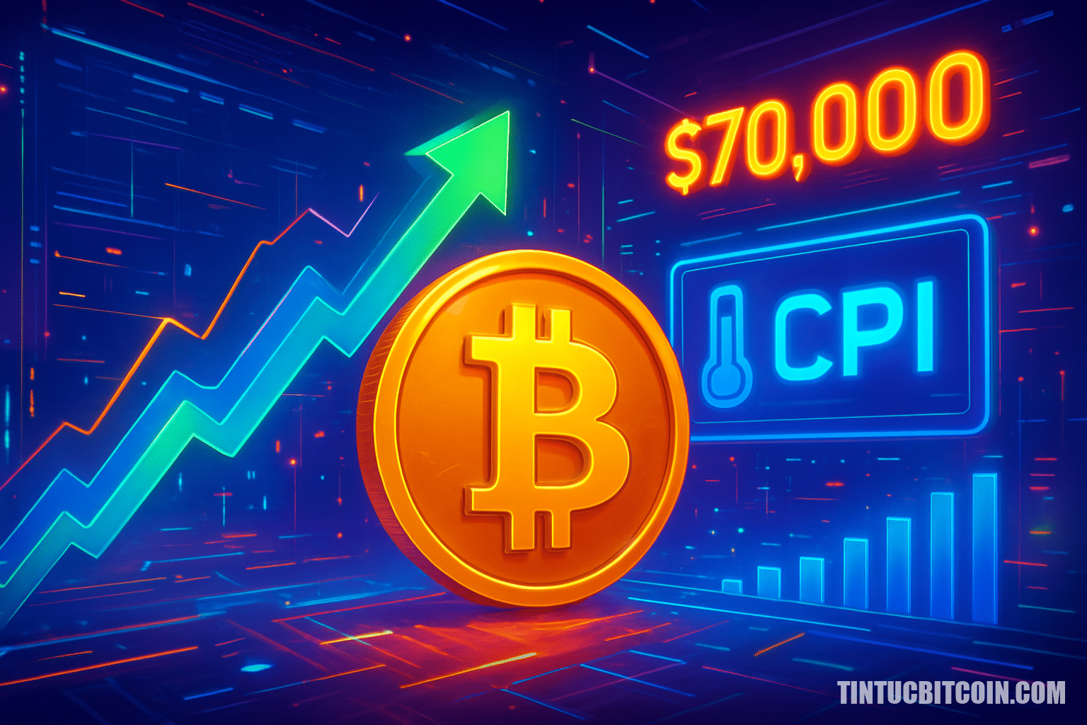 Bitcoin bật tăng nhờ CPI hạ nhiệt nhưng vẫn mắc kẹt dưới 70.000 USD
