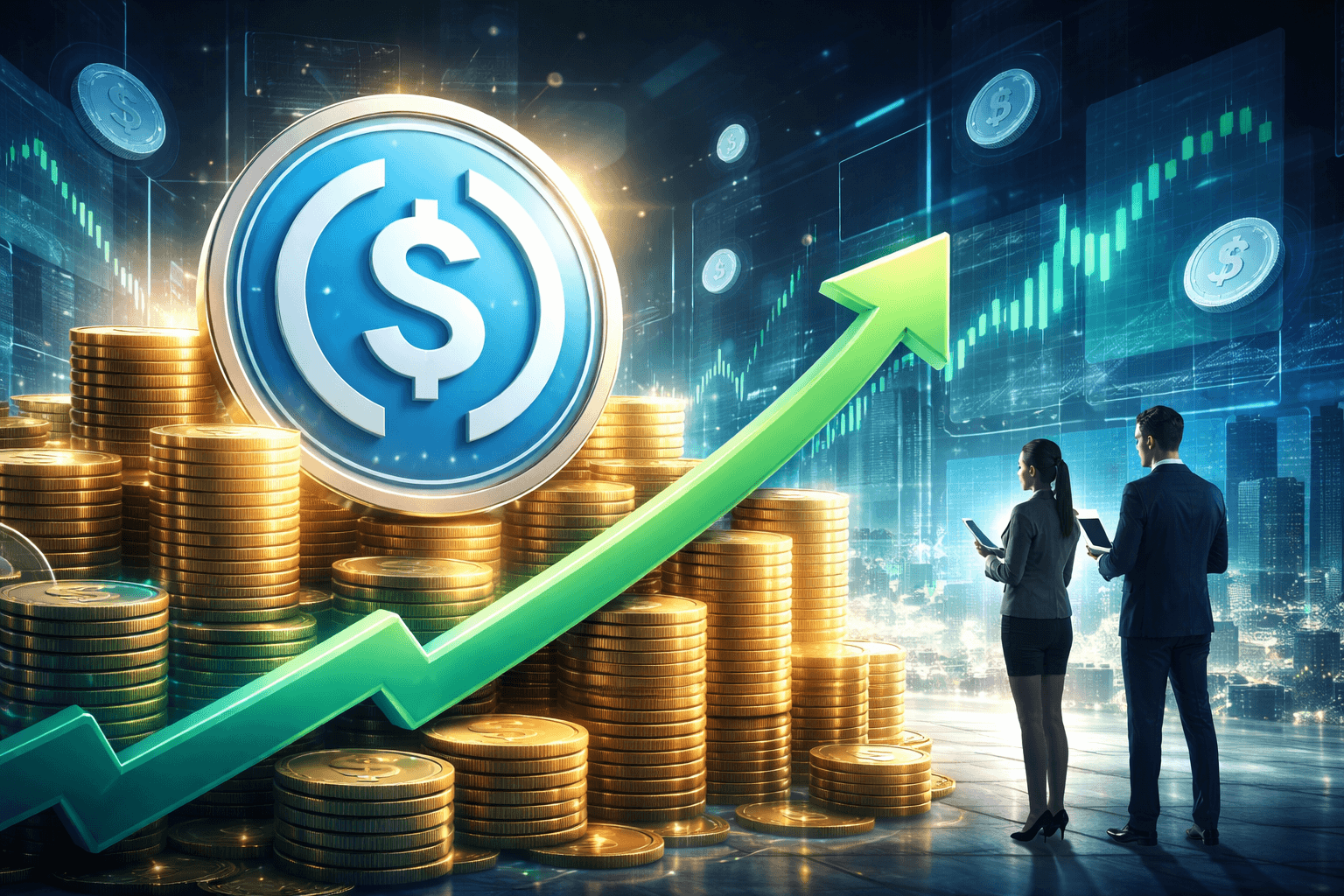 Cổ phiếu Circle tăng vọt 35%, USDC chiếm gần 50% giao dịch