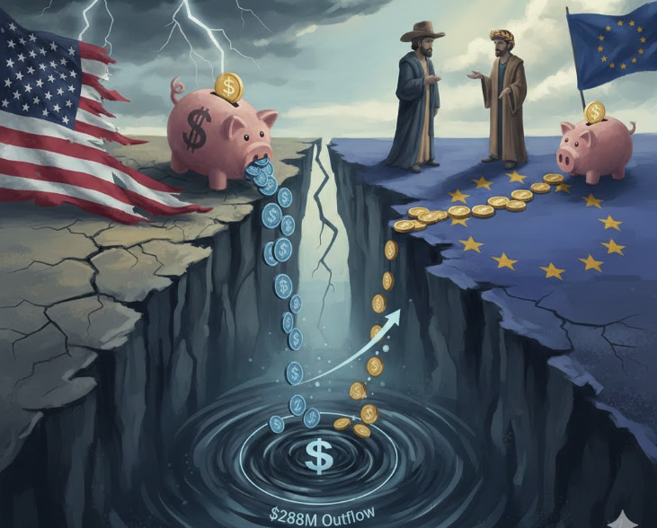 Các quỹ tiền điện tử chứng kiến ​​dòng tiền chảy ra 288 triệu đô la trong bối cảnh bất bình đẳng giữa Mỹ và châu Âu