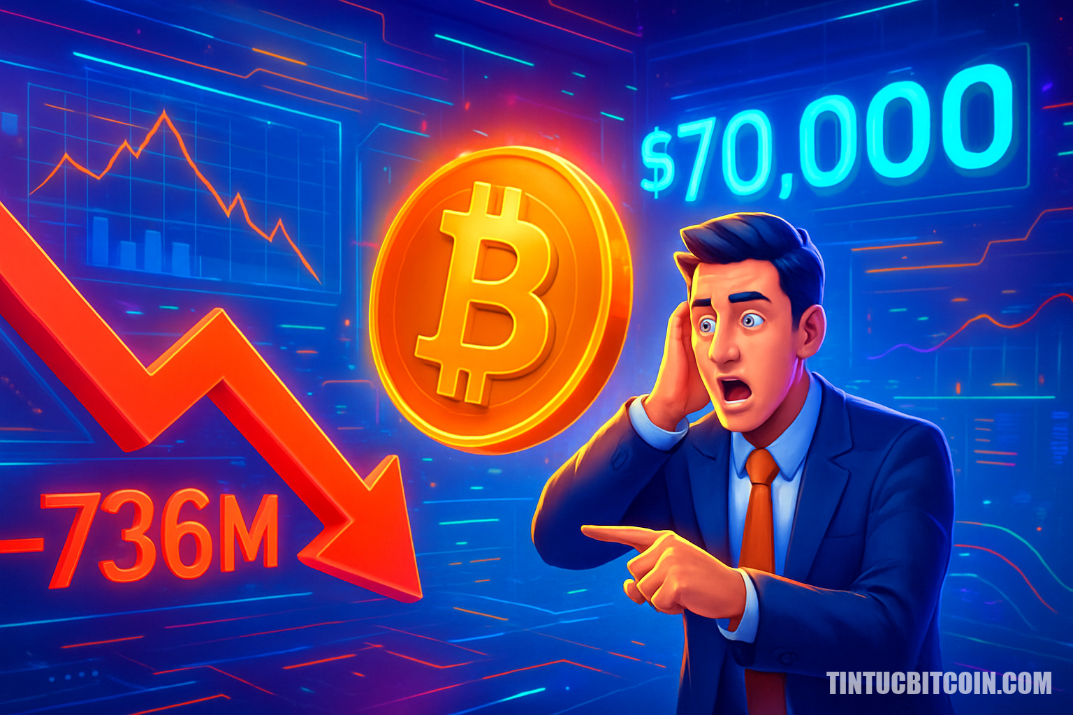 Nhà đầu tư bán khống bị thanh lý 736 triệu USD khi Bitcoin về 70.000 USD?