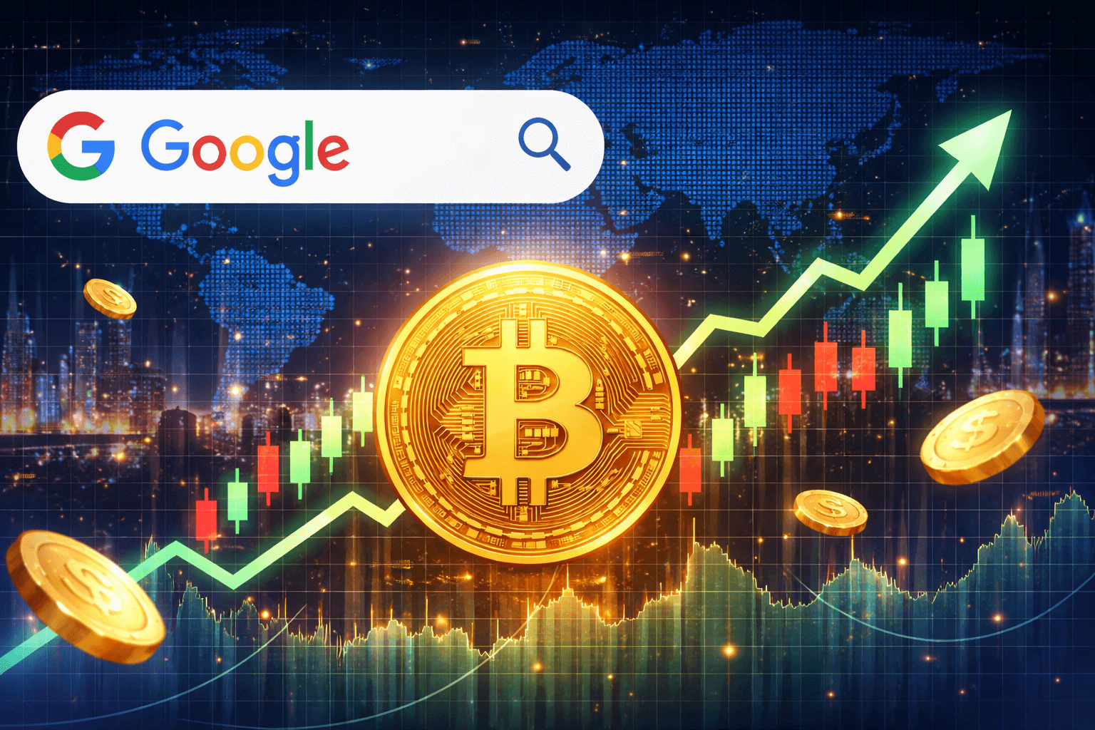 Lượng tìm kiếm “Bitcoin” trên Google tăng vọt khi giá rơi về mốc 60.000 USD